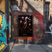 Stylized Bird with Spirals Abstract or Artistic Poster