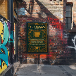 Arkansas Vintage Travel Poster Showcasing Natural Beauty