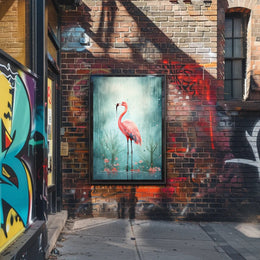 Flamingo In The Rain Poster