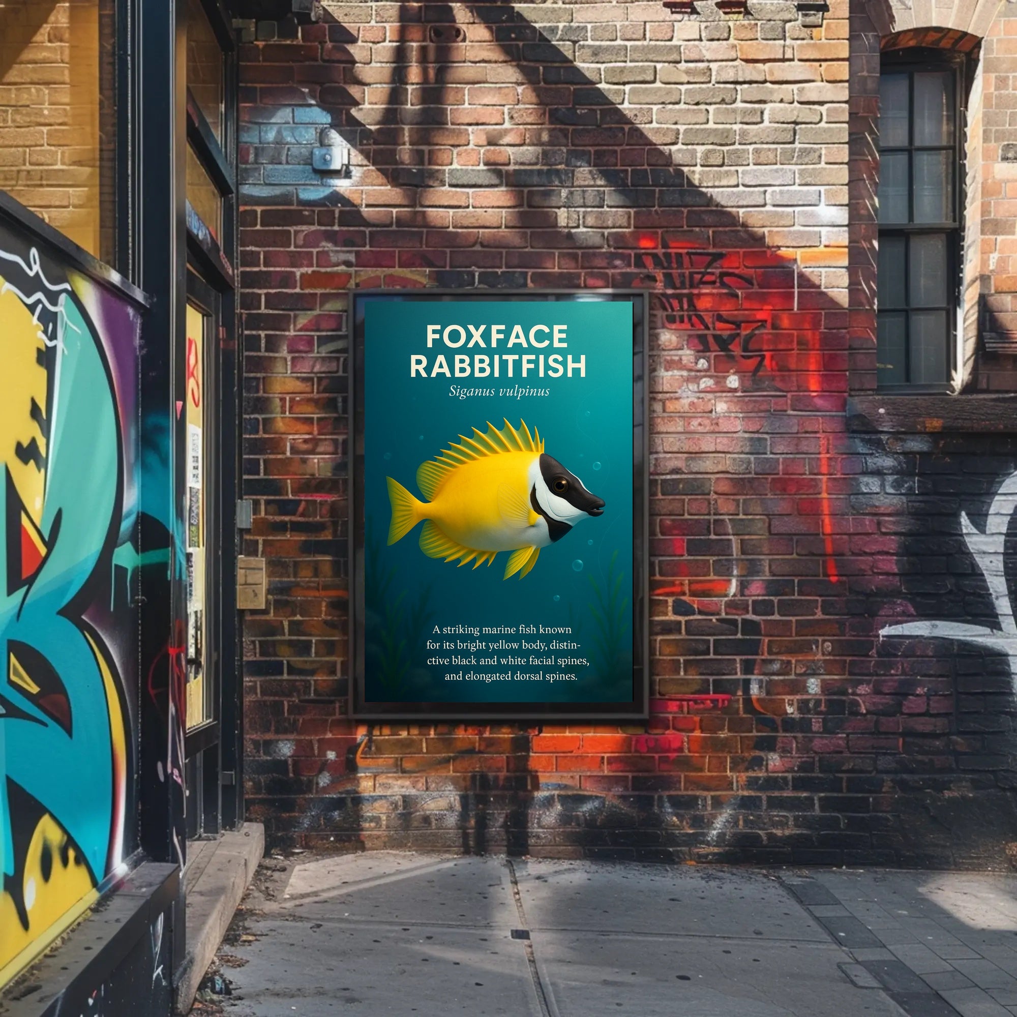 Foxface Rabbitfish Vibrant Illustration Educational or Infographic Poster PosterGoat