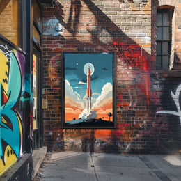Rocket Launch At Dusk Poster