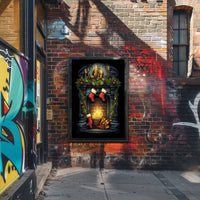 Festive Fireplace Scene Poster