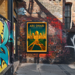 Abu Dhabi Modern Oasis Vintage Travel Poster