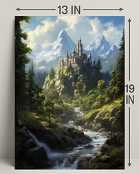 Enchanted Mountain Castle Poster PosterGoat
