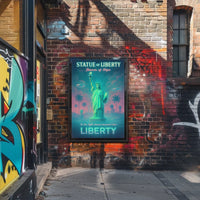 Liberty in Neon Dreams Futuristic Sci-Fi Poster