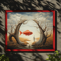 Surreal Dreamscape with Orange Fish Artistic Poster