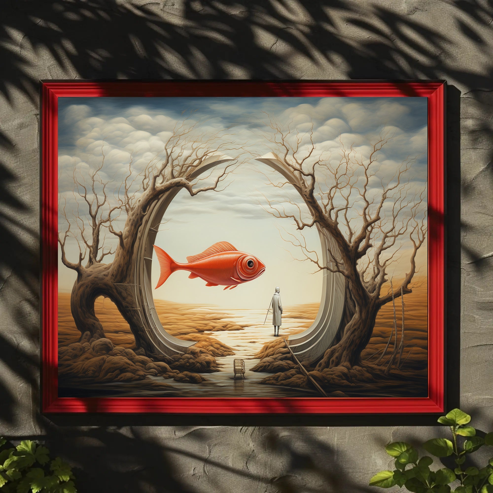 Surreal Dreamscape with Orange Fish Artistic Poster