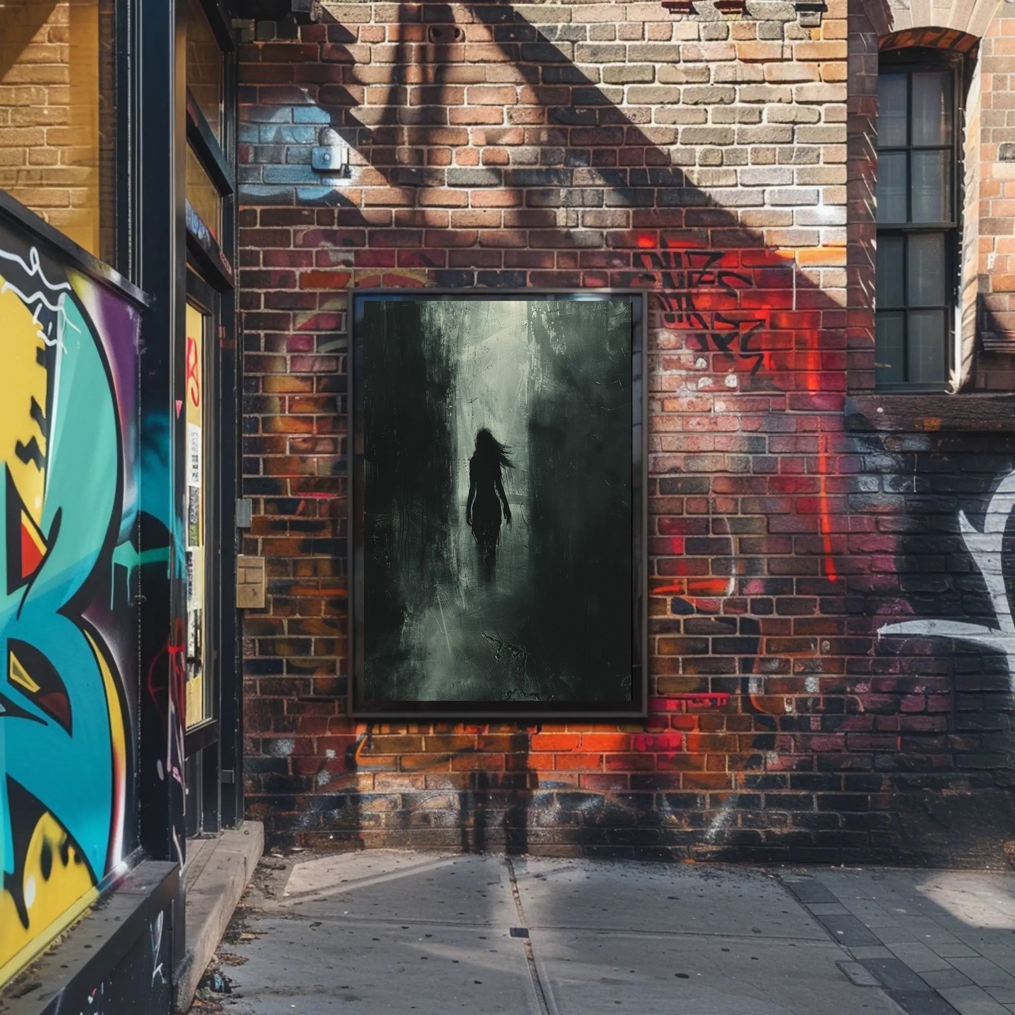 Dark Silhouette: Enigmatic Urban Art Poster PosterGoat