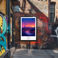 Paris Sunset with Eiffel Tower Urban or Cityscape Poster