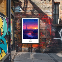 Paris Sunset with Eiffel Tower Urban or Cityscape Poster
