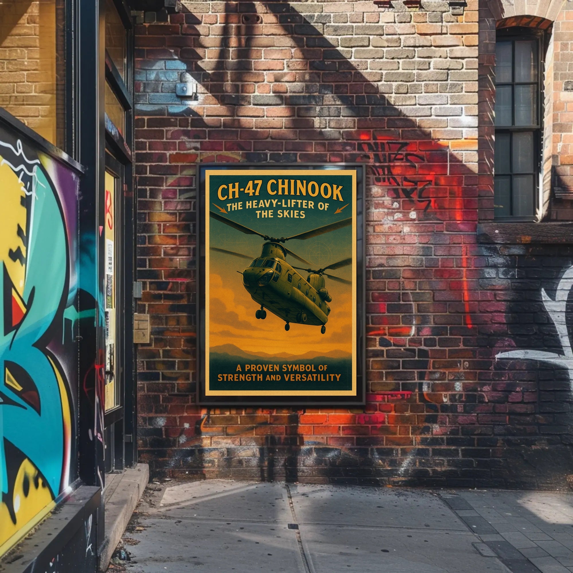 CH-47 Chinook Vintage Aviation Poster PosterGoat