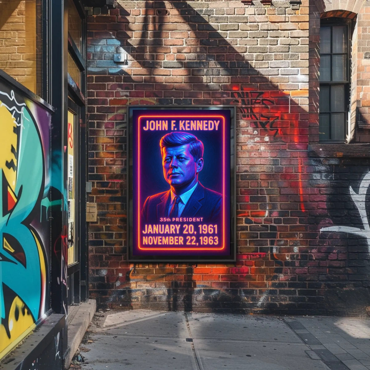 John F Kennedy Vintage Portrait Patriotic 35th Poster