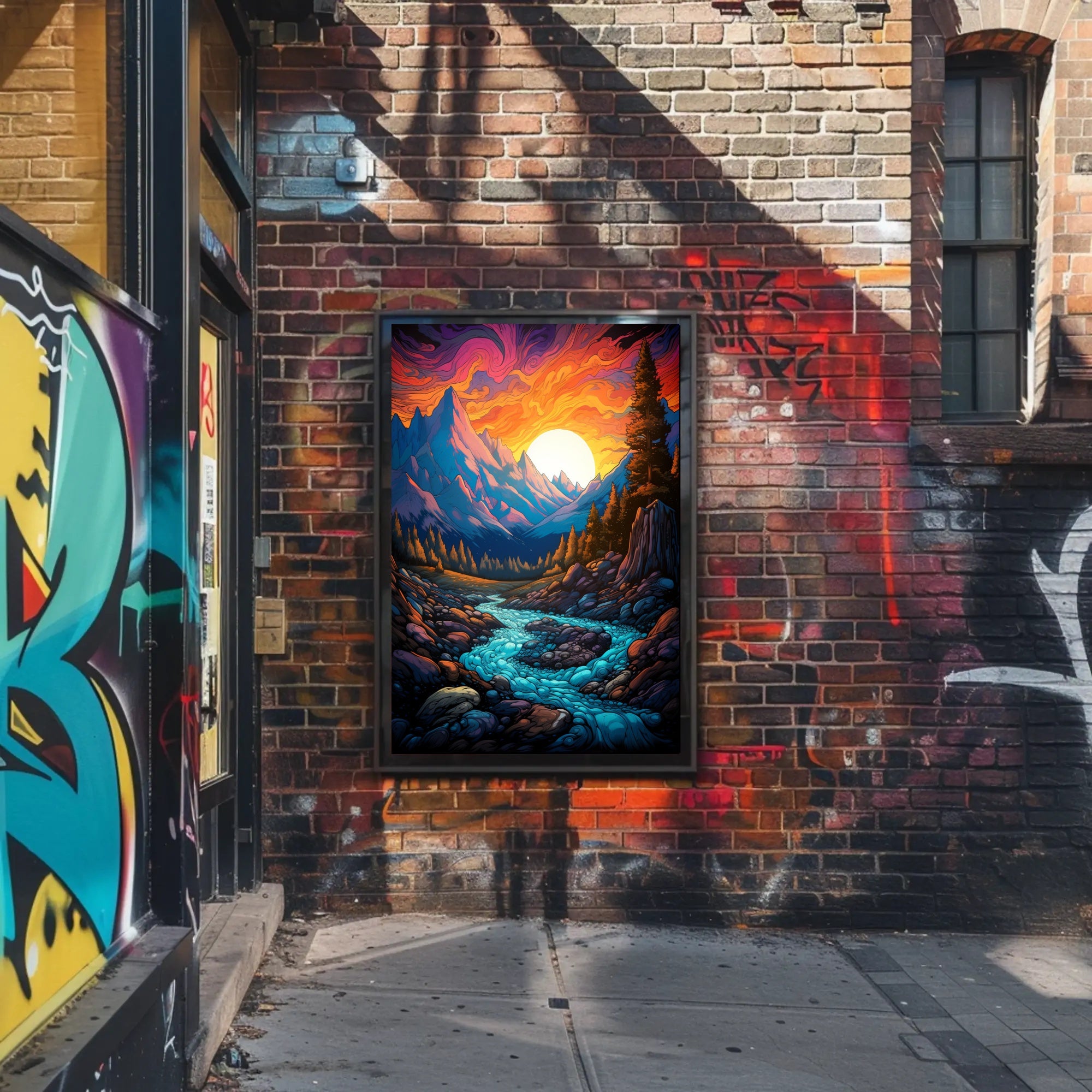 Vibrant Mountain Sunset Poster PosterGoat