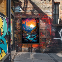 Vibrant Mountain Sunset Poster PosterGoat