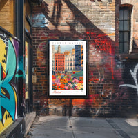 Vibrant Flower Market in Madrid Poster PosterGoat