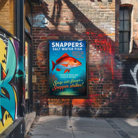 Snapper Strikes Salt Water Fish Poster PosterGoat