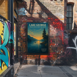 Lake George Sunrise Tranquility Poster Vintage Wall Art