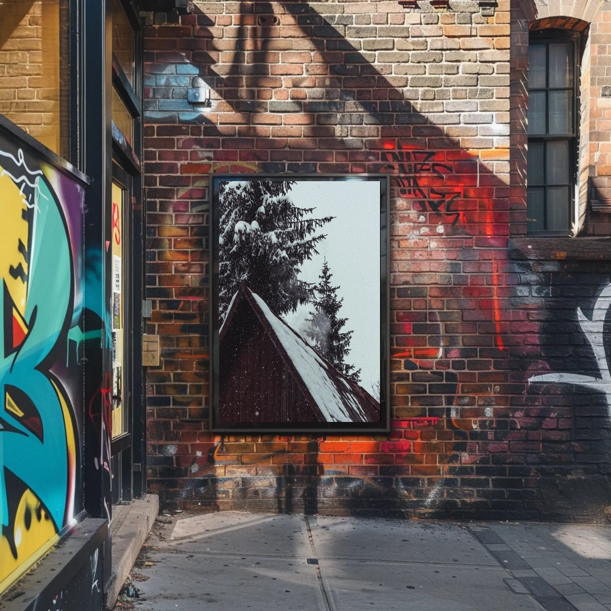 Serene Winter Cabin Scene National Park Poster