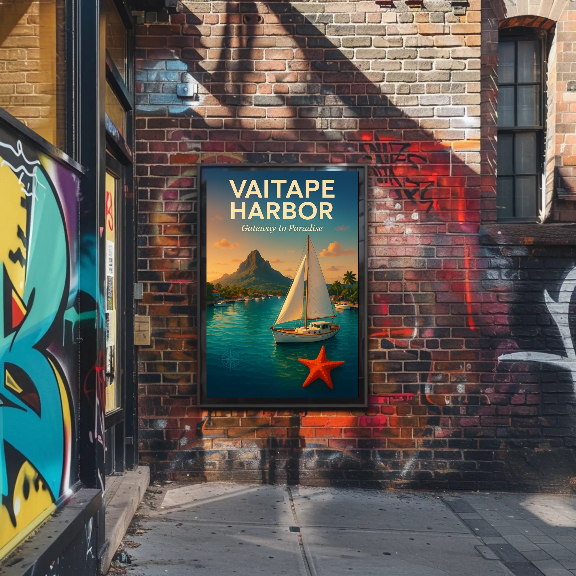 Vaitape Harbor Tropical Escape Travel Poster PosterGoat