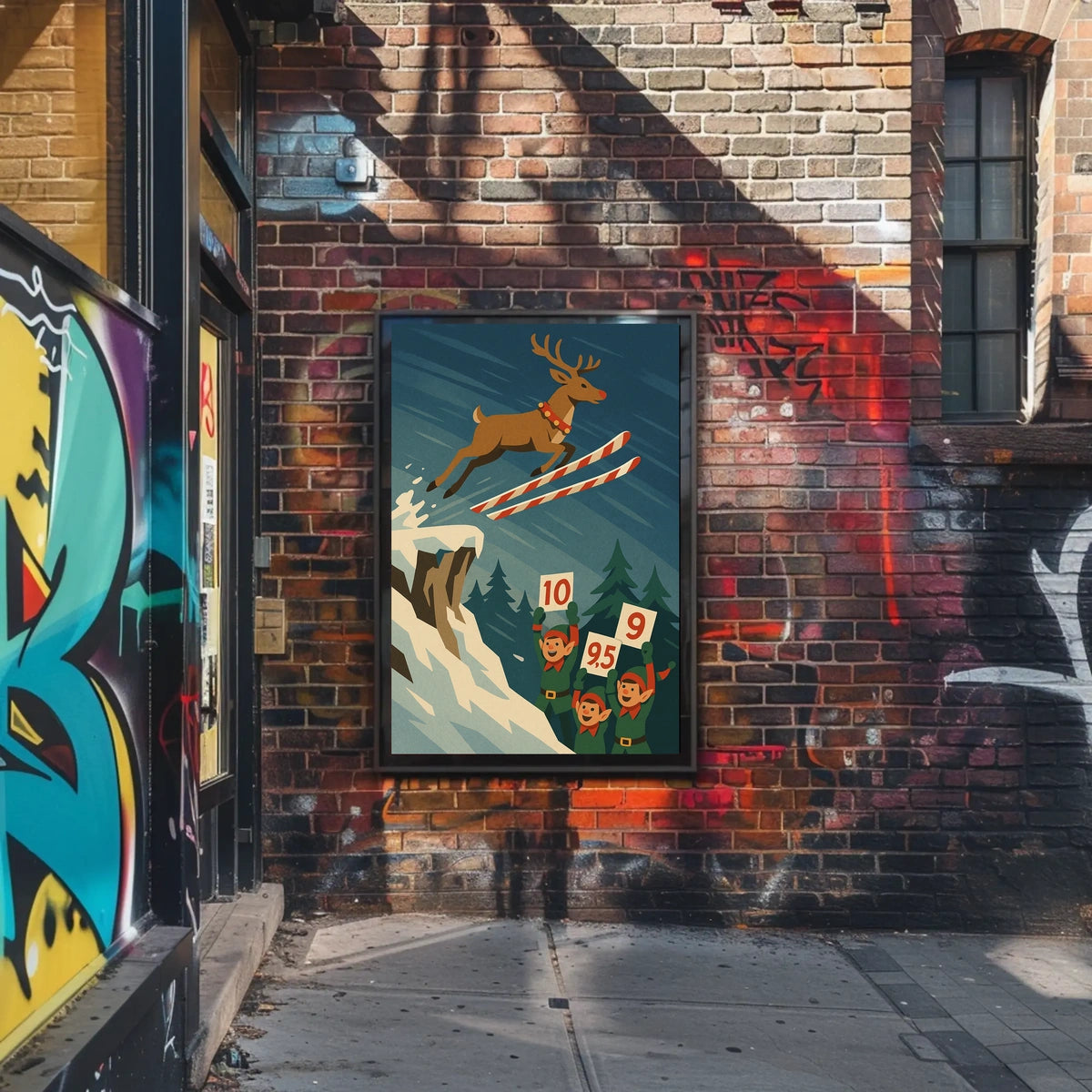 Reindeer Ski Jump Poster