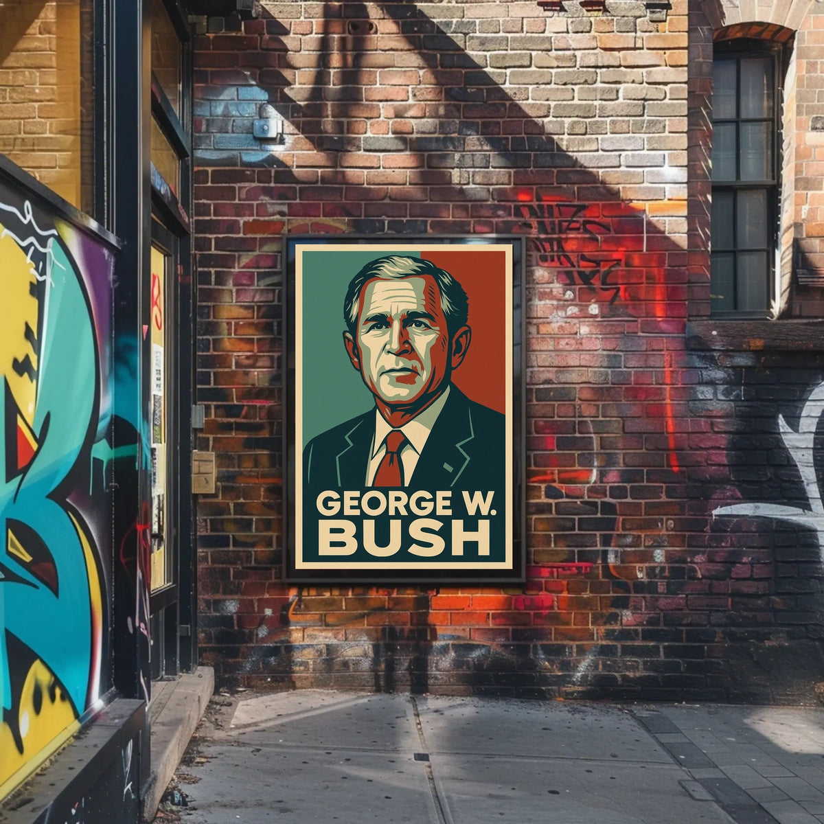 George W Bush Portrait Patriot Photography Realism Poster
