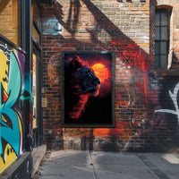 Majestic Lion at Fiery Sunset Art Poster