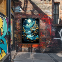 Mystical Moonlit Landscape Fantasy Art Poster