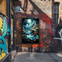 Mystical Moonlit Landscape Fantasy Art Poster