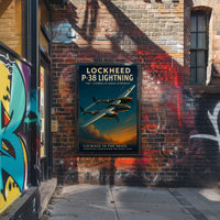P-38 Lightning Vintage Aviation Poster Print