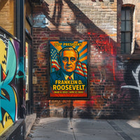 Franklin D. Roosevelt 32nd President of the United States Colorful Comic Book Style Poster
