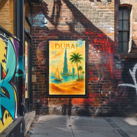 Discover Dubai Watercolor Landmarks Poster