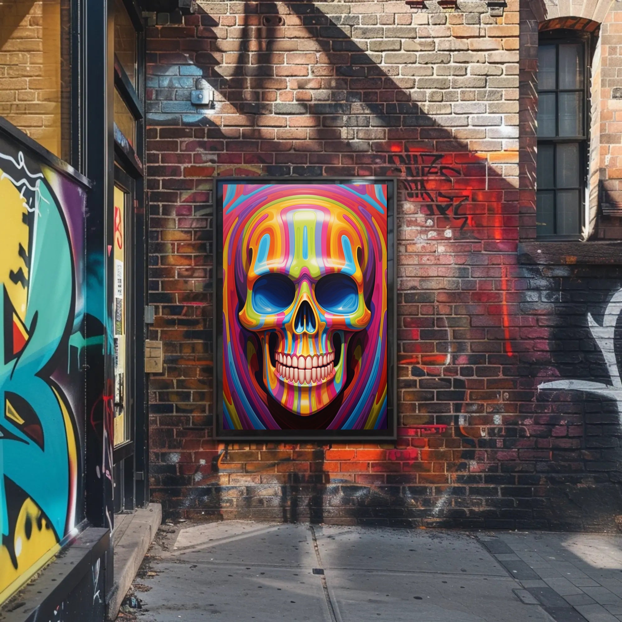 Vibrant Skull Art Poster PosterGoat