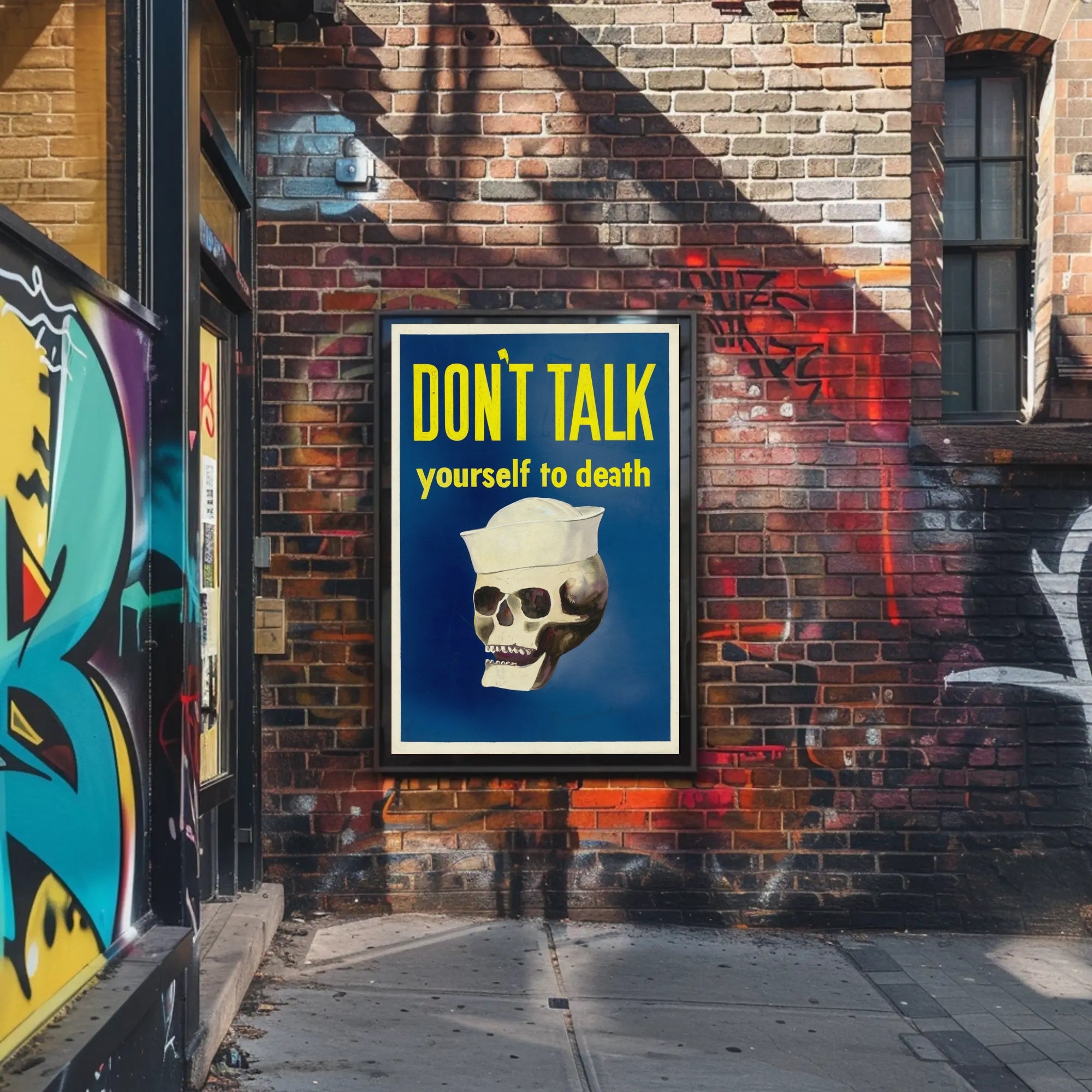 Skull in Sailor's Hat: Bold Political or Propaganda Poster