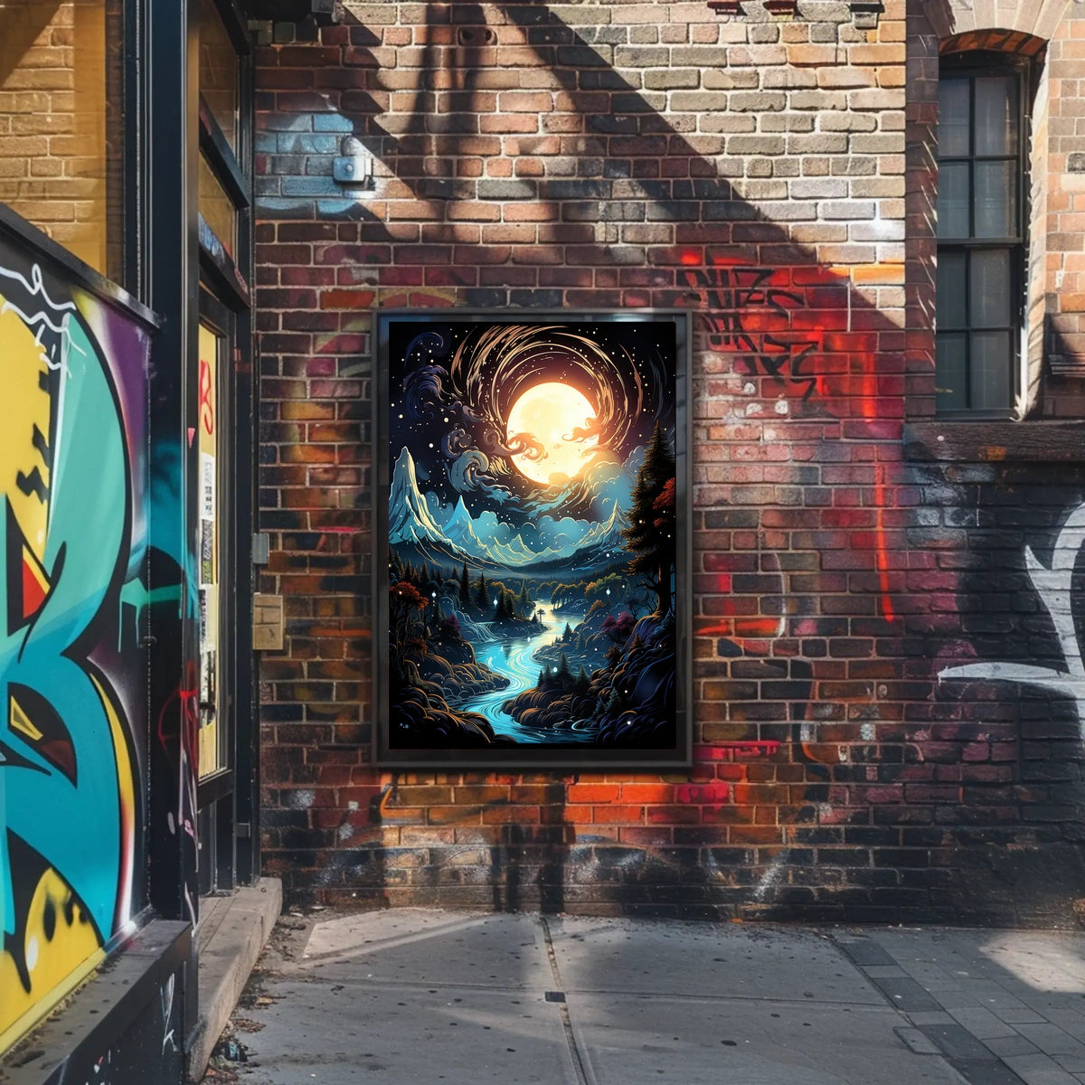 Moonlit Enchantment: Serene Night Landscape Poster