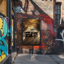 Classic Muscle Car at Sunset Poster PosterGoat