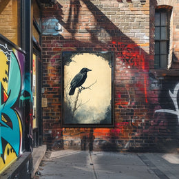 Mysterious Raven Illustrated Artistic Animal Poster