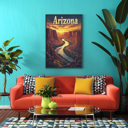 Arizona Vintage Poster - Canyon Sunset