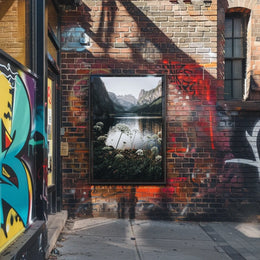 Serene Alpine Lake Photorealistic Nature Poster Art