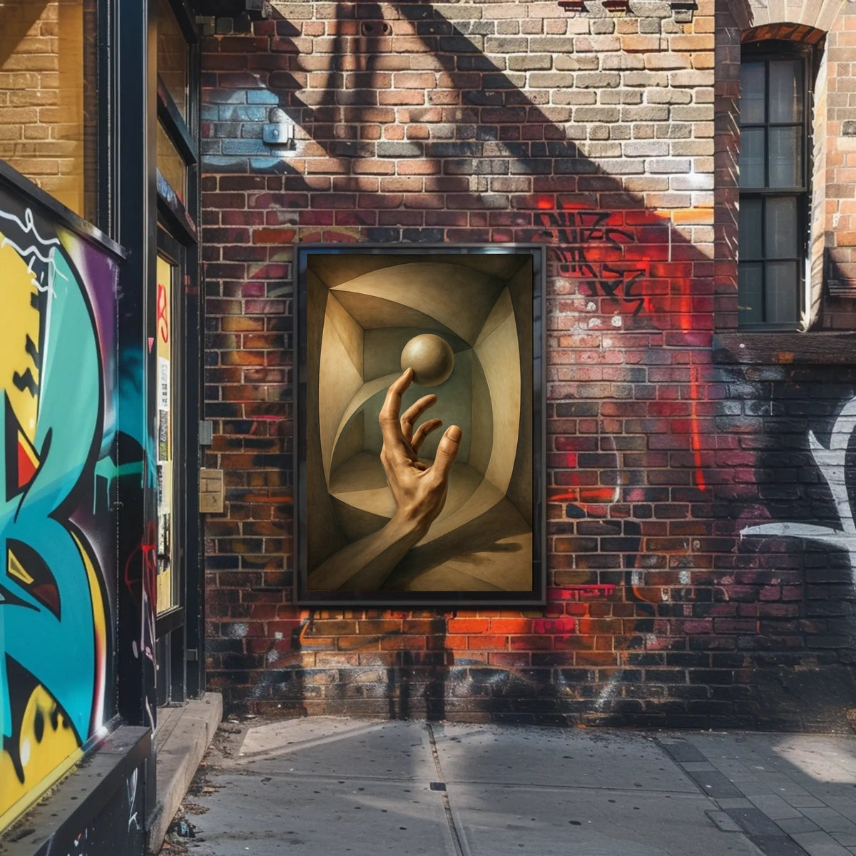 Surreal Hand and Sphere Realistic Geometric Abstract Poster