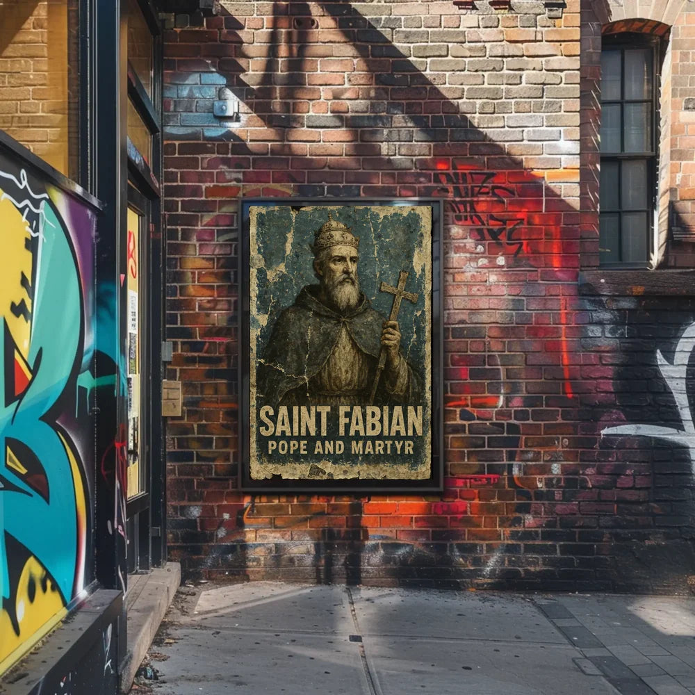 Saint Fabian Vintage Religious Art Poster - Cultural or Heritage Poster