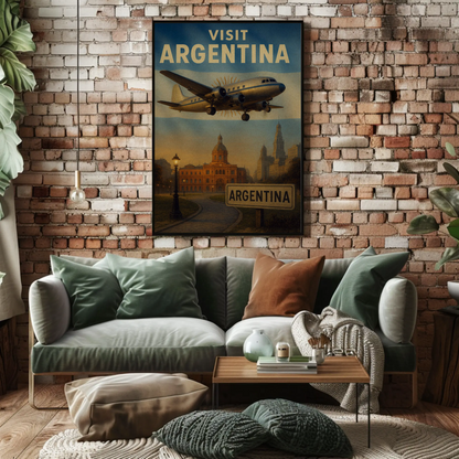 Visit Argentina Buenos Aires Airplane Flight Travel Poster