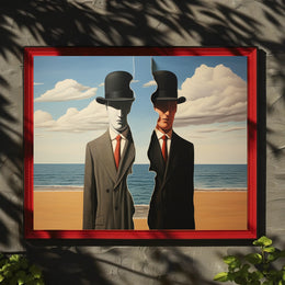 Duality in Suits: Surreal Artistic Poster
