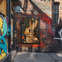 Whimsical Rabbit Floral Wonderland Poster