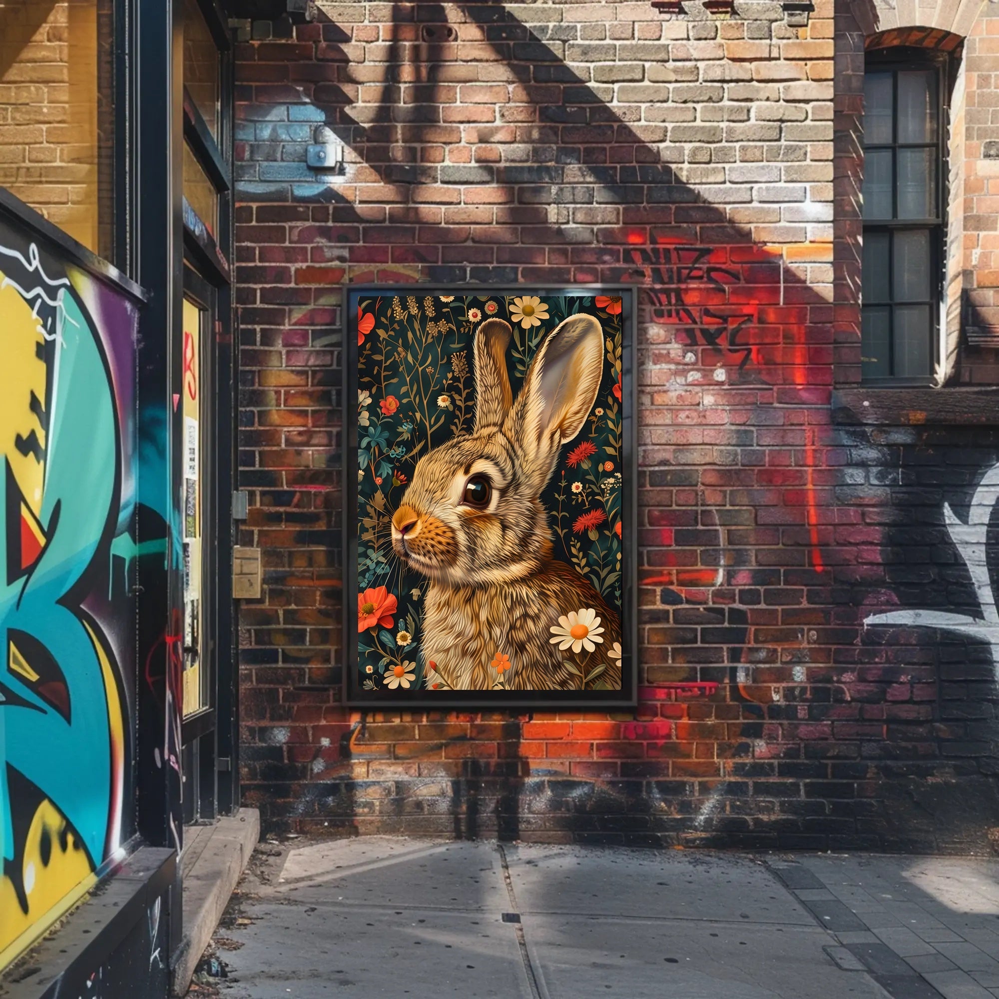 Whimsical Rabbit Floral Wonderland Poster