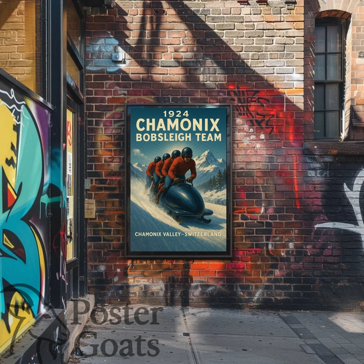 1924 Chamonix Bobsleigh Team Vintage Sports Poster