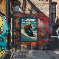 1924 Chamonix Bobsleigh Team Vintage Sports Poster