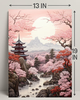 Tranquil Cherry Blossom Landscape Poster