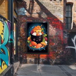 Whimsical Smiling Bowls Art Print - Abstract, Artistic, or Pop Culture Poster