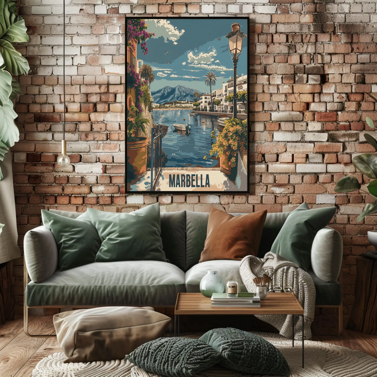 Marbella Seaside Town Waterfront Travel Poster