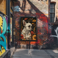 Floral Bulldog Portrait Poster